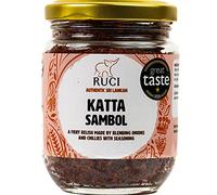 Katta Sambol, Great Taste Award winning Vegetarian version of the Classic Sri Lankan staple Sambol, Finely ground onions blended with chilli, salt and spices, by RUCI Authentic Sri Lankan, 250g. Vegan and Gluten Free.