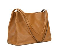 Kattee Soft Women Genuine Leather Tote Hobo Shoulder Bag Purse Handbag Satchel with Top Magnetic Snap Closure Medium