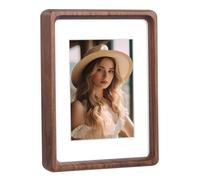 Kattepote 7x5 inch Picture Frame 13x18cm, with Mat to fit Photo 3.5x5 inch (9x13cm), Wooden Photo Frame 5x7 inch for Landscape or Portrait Orientation, Wall-Mount & Tabletop (Walnut)