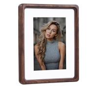 Kattepote 8x6 inch Picture Frame 15x20cm, with Mat to fit Photo 4x6 inch (10x15cm), Wooden Photo Frame 6x8 inch for Landscape or Portrait Orientation, Wall-Mount & Tabletop (Walnut)