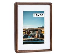 Kattepote Wooden Picture Frame 8x6 inch Portrait or Landscape, 6x8 Photo Frame display 15x20cm without Mount or 10x15cm with Mount, Tabletop and Wall Mountable, Natural Walnut Wood and Acrylic