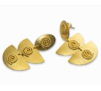 KATTLEIRA Jewelry Earrings for Women - Handmade 24k Gold Plated Jewelry, Hypoallergenic, Pre-Columbian Design, Unique Gift for Women, Large, Gold Plated Bronze, No