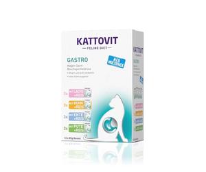 KATTOVIT - Gastro Multipack wet cat food | wet cat food supporting the gastrointestinal system | dietary complete feed mix in a bag for adult cats | 12 x 85 g