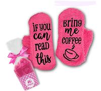 Katty Loy - Luxury Bed Socks for Women - Bring Me Coffee - Funny Novelty Cupcake Gift Wrap - Cosy Warm Christmas Gifts for Her Mum Ladies Girlfriend Teens
