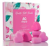 Katty Loy Natural Bath Bombs Heart Set - Rose Lavender Essential Oils Fizzer Moisturises Dry Skin Bubble Spa Love Beauty Gift for Women Girls Teens Her Mum Friend Girlfriend Christmas Stocking Filler