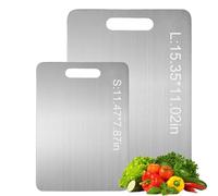 Katuchef Titanium Chopping Board, Pure Titanium Cutting Board for Kitchen, Food Grade Double-Sided Cutting Board Suitable for Kitchen or Outdoor Camping, Safe & Easy to Clean (S+L)