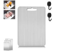 Katuchef Titanium Chopping Board, Pure Titanium Cutting Boards for Kitchen, Easy to Clean and Store,Double Sided Board for Vegetables, Meat and Fruit (L)