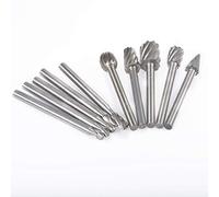 KATUR 10Pcs HSS Cutting Burr Bits Set 1/8" Shank for Dremel Rotary Tool Metal Woodworking Router Grinding High Speed Cutter Single Cut Burs M2 Steel