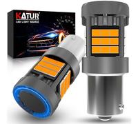 KATUR 1156 BAU15S LED Bulb, Canbus 500% Brightness 3000LM Amber Yellow with Cooling Fan 7507 PY21W LED for Turn Signal Light, 2PCS