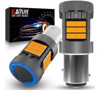 KATUR 1157 BAY15D LED Bulb, Canbus 500% Brightness 3000LM Amber Yellow with Cooling Fan P21/5W 1157A 1157NA LED for Turn Signal Light, 2PCS