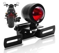 KATUR 1Pcs Red 12V Motorcycle Tail Light Brake Stop Running Light With License Plate Holder Black For Harley Bobber Chopper Cruiser Dyna Glide Sportster