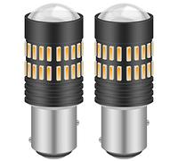 KATUR 2 X 1200 Lumens Super Bright 1157 BAY15D 2057 2357 7528 LED Bulbs 4014 48-EX Chipsets with Projector for Turn Signal Lights Sidemarker Lights, Amber Yellow 9-30V