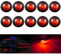 KATUR 3/4" Round LED Front Rear Side Marker Indicators Light Waterproof Bullet Clearance Marker Light 12V for Car Truck (Red)