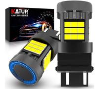 KATUR 3157 T25 LED Bulb, Canbus 500% Brightness 3000LM 6000K Xenon White with Cooling Fan P27/7W 3157A 3157NA LED for Daytime Running Light Turn Signal Light Brake Light, 2PCS