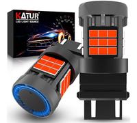 KATUR 3157 T25 LED Bulb, Canbus 500% Brightness 3000LM Brilliant Red with Cooling Fan P27/7W 3157A 3157NA LED for Brake Light, 2PCS