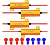KATUR 4pcs 50W 8ohm LED Load Resistors for LED Turn Signal Lights or License Plate Lights or DRL - Fix Hyper Flash, Warning Cancellor with 8pcs Quick Wire Clip