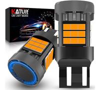 KATUR 7443 T20 LED Bulb, Canbus 500% Brightness 3000LM Amber Yellow with Cooling Fan W21/5W 992 7443A LED for Turn Signal Light, 2PCS