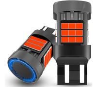 KATUR 7443 T20 LED Bulb, Canbus 500% Brightness 3000LM Brilliant Red with Cooling Fan W21/5W 992 7443A LED for Brake Light, 2PCS