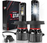 KATUR H4 LED Headlight Bulbs - 120W 30000LM, 700% Brightness, 6000K Xenon White, 9003 HB2 Hi/Lo Beam, Mini Cooling System - Pack of 2