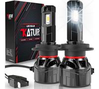 KATUR H7 LED Headlight Bulb 120W 30000LM, 700% Brightness Canbus H7 LED Bulb 6000K Xenon White Plug and Play 1:1 Mini Size High Efficiency Cooling System, Pack of 2