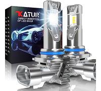 KATUR HIR2 LED Headlight Bulbs, 9012 LED Bulb 16000LM 6000K White 500% Brightness Fanless Waterproof Mini Size Plug and Play Conversion Kit Halogen Replacement, Pack of 2
