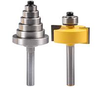 KATUR Rabbet Router Bit with 6 Size Interchangeable Bearing Set for Multiple Depths, Including 1/8", 1/4", 5/16", 3/8", 7/16", 1/2" Six Size (1/4"Shank)