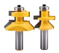 KATUR Tongue and Groove V-Notch Router Bit Set, 2Pcs 1/2Inch Shank 45 Degree Cutters Kit Tool, Woodworking Milling Cutter (1/2" Shank)