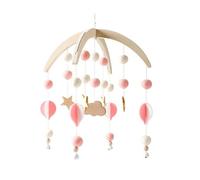 Katutude Baby Wind Chimes Mobile Baby Crib Wooden Bells with Felt Balls Clouds Stars Hanging Toy Pendant Baby Bed Wind Chime for Home Decoration