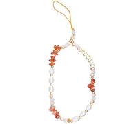 Katutude Beaded Phone Charm Wrist Strap Natural Stone Pearl Phone Lanyard Anti-Lost Mobile Phone ChainLetter Phone Strap CellPhone Bracelet Keychain Decoration Pendant for Women Girls, Orange
