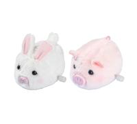 Katutude Wind Up Toys, 2pcs Kawaii Wind Up Jumping Rabbit Wind Up Clockwork Toy Plush Pig Stuffed Animal Toys Wind Up Jumping Toy Gifts for Boys and Girls