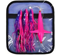 KATUYSHA Bird Teaser Chain Lures Trolling Lure - Big Game Teaser Saltwater Offshore Tuna Mahi Wahoo Fully Rigged Bulb Squid Teasers Trolling Fishing Lures with Mesh Bag (C-9 inch)