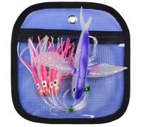 KATUYSHA Daisy Chain Teaser Trolling Lures - Flying Fish Teaser Big Game Saltwater Offshore Tuna Mahi Wahoo Fully Rigged Squid Teasers Trolling Fishing Lure with Mesh Bag（F-6.7INCH