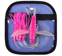 KATUYSHA Daisy Chain Teaser Trolling Lures - Flying Fish Teaser Big Game Saltwater Offshore Tuna Mahi Wahoo Fully Rigged Squid Teasers Trolling Fishing Lure with Mesh Bag（A-6.7INCH