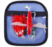 KATUYSHA Daisy Chain Teaser Trolling Lures - Flying Fish Teaser Big Game Saltwater Offshore Tuna Mahi Wahoo Fully Rigged Squid Teasers Trolling Fishing Lure with Mesh Bag（D-7.7INCH