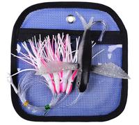 KATUYSHA Daisy Chain Teaser Trolling Lures - Flying Fish Teaser Big Game Saltwater Offshore Tuna Mahi Wahoo Fully Rigged Squid Teasers Trolling Fishing Lure with Mesh Bag（B-6.7INCH