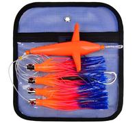 KATUYSHA Daisy Chain Trolling Lures - Bird Teaser Big Game Saltwater Offshore Tuna Mahi Wahoo Fully Rigged Bulb Squid Teasers Trolling Fishing Lures with Mesh Bag (B-18 inch)