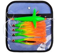 KATUYSHA Daisy Chain Trolling Lures - Bird Teaser Big Game Saltwater Offshore Tuna Mahi Wahoo Fully Rigged Bulb Squid Teasers Trolling Fishing Lures with Mesh Bag (A-13 inch)