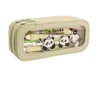 KATVVYE Cute Panda Double Layer, Transparent Window penci cas, Waterproof Double Zipper Pencil cas, Stationery Pencil Bag, exam Pencil case for Children and Adults, Cheap and Cute Pencil cas
