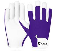 Katx Leather Gardening Gloves, Heavy Duty Thorn Proof Breathable Working Gloves for Men & Women with Strong Grip, Garden Gloves for Rose Pruning, Weeding, Yard Work & Garden Gifts (Small, Purple)