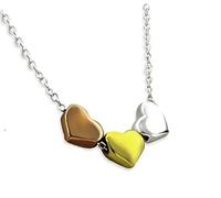 Katy Craig 925 Sterling Silver Heart Trio Necklace with Rose Gold and Gold Plating