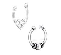 Katy Craig Fake Nose Rings - 925 Sterling Silver - No piercing required - Pack of 2
