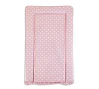 KATY Deluxe Baby Girls Waterproof Wipeable Changing Mat with Raised Edges - Pink with White Spots Design