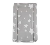 KATY Deluxe Baby Unisex Waterproof Wipeable Changing Mat with Raised Edges - Dark Grey with White Stars Design