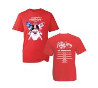 Katy Pretty Perry Graphic Tee, Butterfly Poster Style Concert Shirt, The Lifetime Tour UK 2025 with Tour Dates Print, Music Gift Top (Red, L Years)