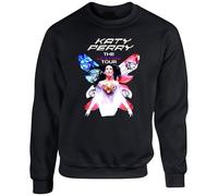 Katy Pretty Perry Lifetime Tour UK Sweatshirt, Pop Icon Concert Dates Graphic Jumper, Music Lover Top (Black, 9 Years)