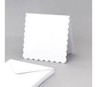 Katy Sue 30 White Scalloped Edge Cards & Matching Envelopes Sized at 148 x 148mm / 6 x 6 inch