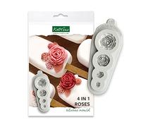 Katy Sue 4 in 1 Roses Silicone Mould for Cake Decorating & Crafts. Makes 4 3D Rose Shapes for Use with Fondant, Sugar Paste, Resin & Air Dry Clay from Katy Sue Moulds