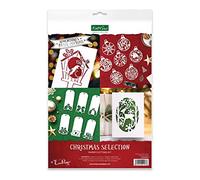 Katy Sue Adventures in Paper Cutting Christmas Selection Set. 6 Ready to Cut Single Fold Christmas Cards in 2 Designs, Envelopes & Coloured Inserts Plus 4 Sheets of Ready to Cut Tags & Bauble Design