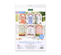 Katy Sue Arched Floral Windows & Doors Card Making Kit, Makes 12 Handmade Cards - inc Die Cut Cards, Decoupage, Envelopes, Foam Pads, Verse Stickers & Instructions, for Card Making & Papercrafting