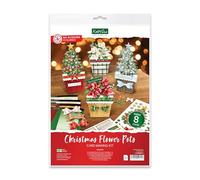 Katy Sue Christmas Flower Pots Card Making Kit. Contains 8 x 300 GSM Cards, Envelopes, 3D Die-Cut Decoupage, Paper Bows, Sticky Foam Pads & 2 Sheets of Christmas Sentiment Banners